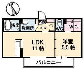 グレイスフル橘(1LDK/3階)の間取り写真