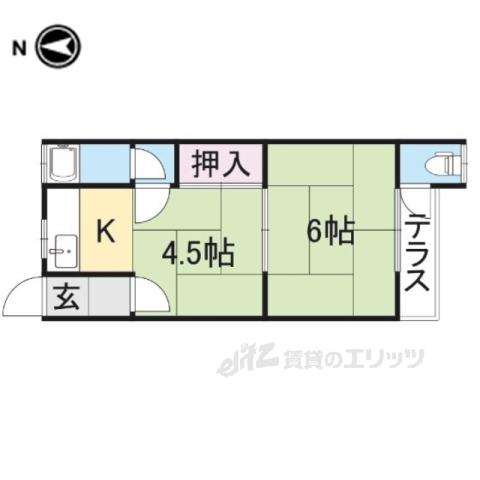 ワイドカレント橋本(2K/2階)の間取り写真
