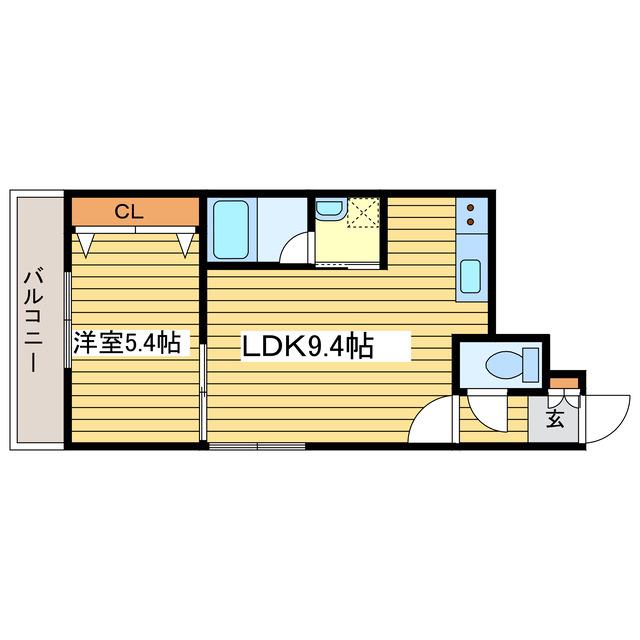 シャリテ元町(1DK/2階)の間取り写真