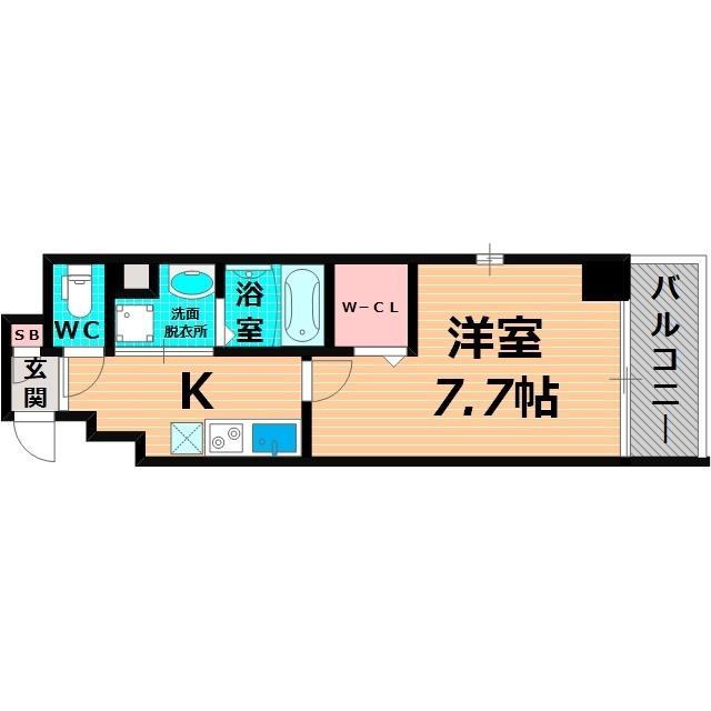 ブランシュ京橋(1K/2階)の間取り写真