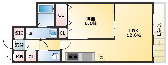 ココ シュシュ(1LDK/3階)の間取り写真