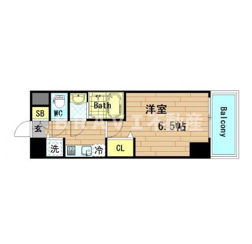 エス・キュート京町堀(1K/14階)の間取り写真