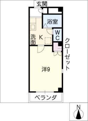 フォレストフィールド平針(1K/1階)の間取り写真