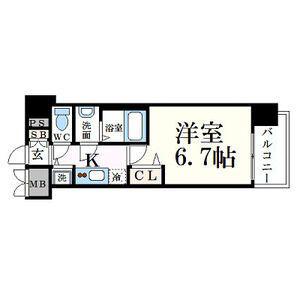 プレサンス名古屋STATIONルミアス(1K/2階)の間取り写真