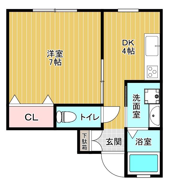 ラ・プランドール(1DK/1階)の間取り写真