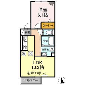 グレースタウン江南 F(1LDK/1階)の間取り写真