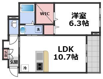 ゴールドローレライ(1LDK/2階)の間取り写真