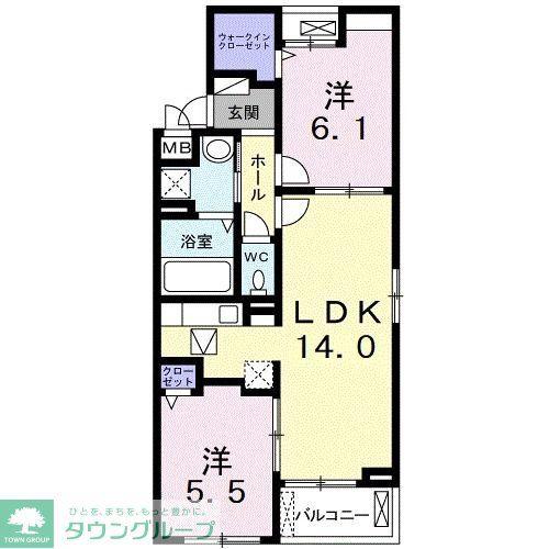 ラフレーズ ミニョン(2LDK/1階)の間取り写真