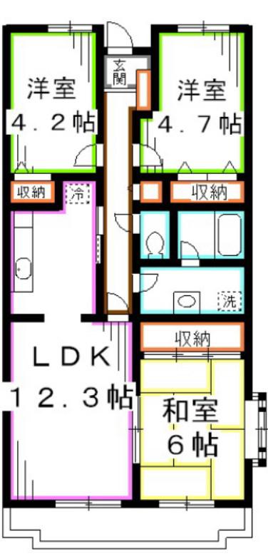 メゾンメルベーユ三鷹(3LDK/4階)の間取り写真