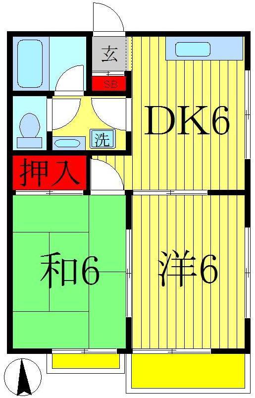 ミニヨンヌ(2DK/2階)の間取り写真