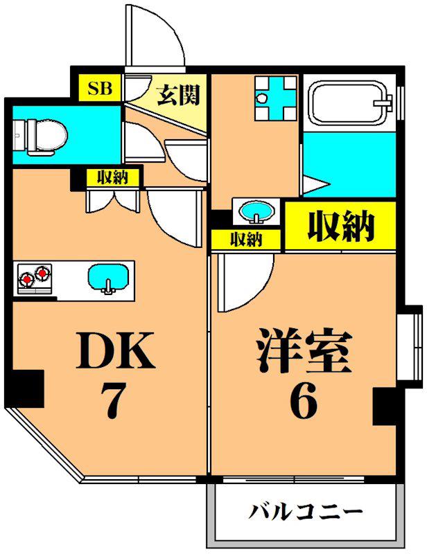 プリマヴェーラ(1DK/5階)の間取り写真
