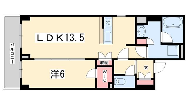 CALM姉小路(1LDK/2階)の間取り写真