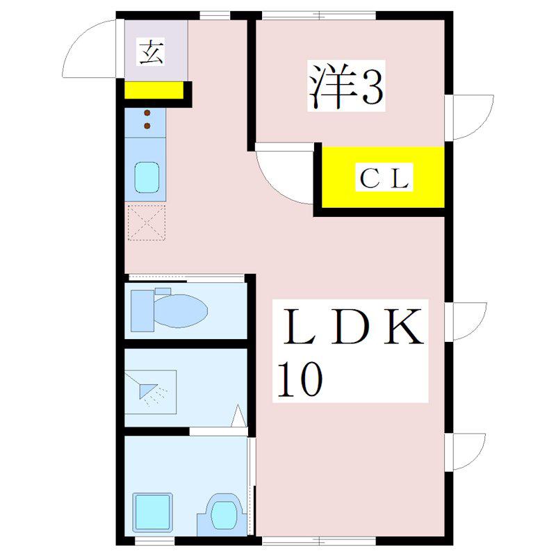 モニカハウス(1LDK/2階)の間取り写真