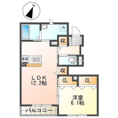 FINE(1LDK/1階)の間取り写真
