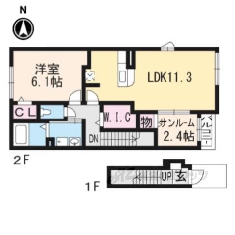 コンフォルタ東近江2(1LDK/2階)の間取り写真