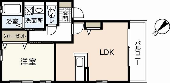 FORTUNE高須(1LDK/1階)の間取り写真