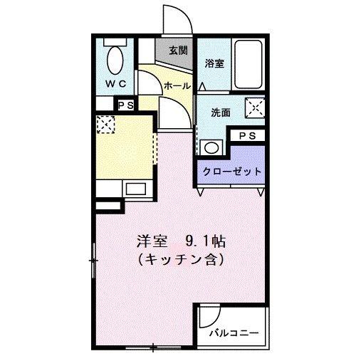 ヴィラ・アラモード(ワンルーム/2階)の間取り写真