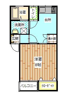 JR奥羽本線 天童駅 徒歩20分 2階建 築21年(1DK/1階)の間取り写真