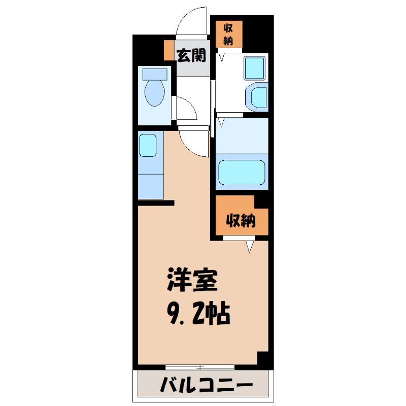 ソルセリエンテB(ワンルーム/2階)の間取り写真