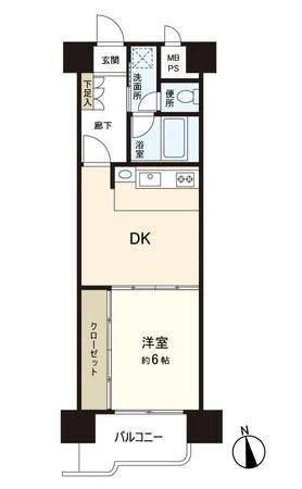 朝日プラザ東九番丁II(1DK/4階)の間取り写真