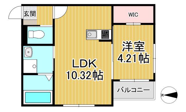 BRAVE BASE久留米東 B棟(1LDK/2階)の間取り写真