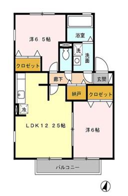 レジデンス黒沢台(2LDK/1階)の間取り写真
