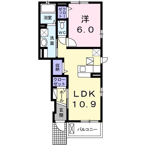 アンジュSAKI(1LDK/1階)の間取り写真