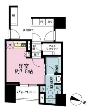 リビオレゾン千代田岩本町ルジェンテ(ワンルーム/9階)の間取り写真