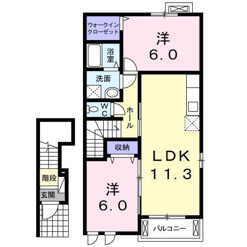 サンシャイン T B(2LDK/2階)の間取り写真