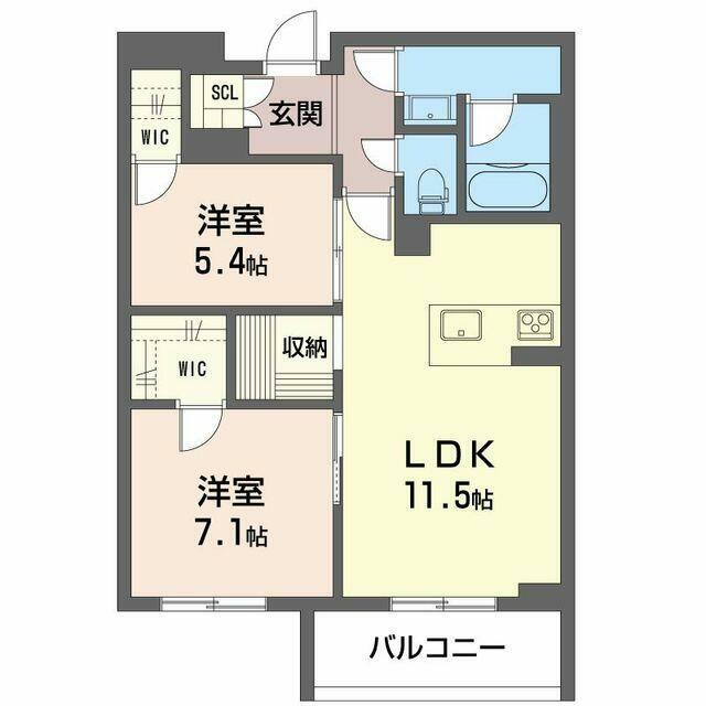 ドウェル グランデール(2LDK/2階)の間取り写真