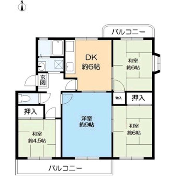 名谷14団地53号棟(4DK/5階)の間取り写真
