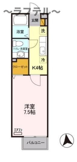 クレセール(1K/1階)の間取り写真