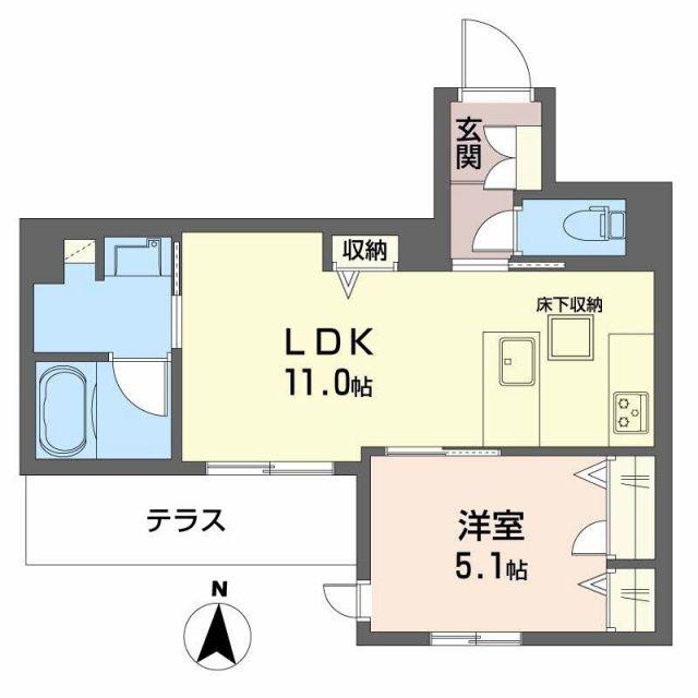 ティーエヌ伍番館(1LDK/1階)の間取り写真