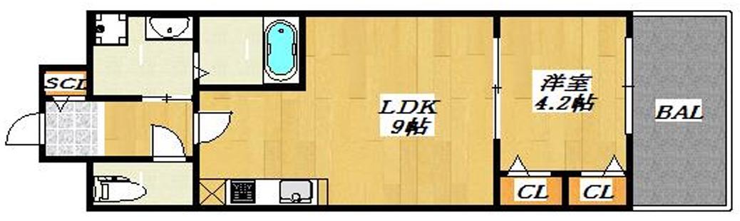 ボーベダー御厨(1LDK/11階)の間取り写真