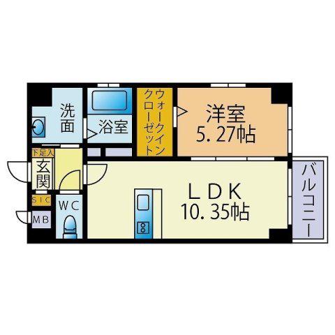 カラコレスIII(1LDK/4階)の間取り写真