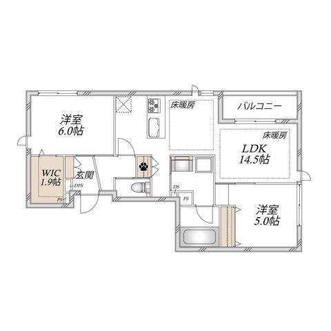 北区本庄西2丁目へーベルメゾン(2LDK/2階)の間取り写真