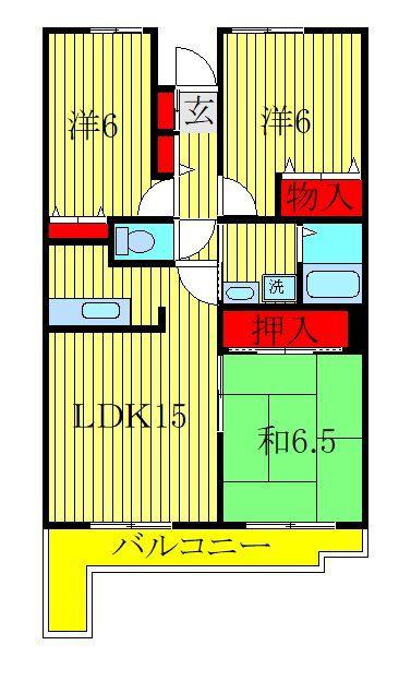 エコガーデン B棟(3LDK/1階)の間取り写真