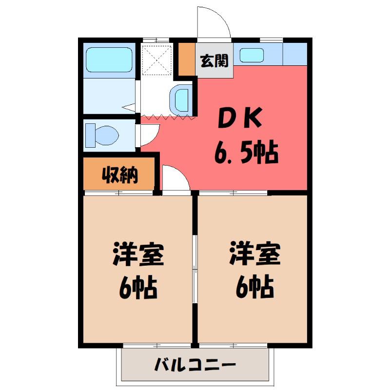 コーポアゼリア(2DK/1階)の間取り写真