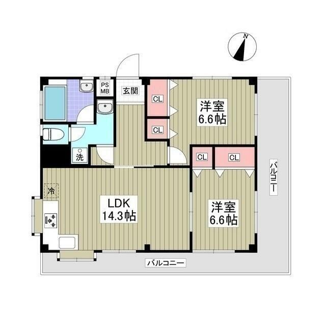 只見ハイツ(2LDK/2階)の間取り写真