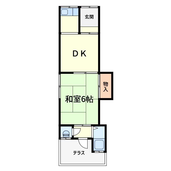 藤田アパート西棟(1DK/1階)の間取り写真