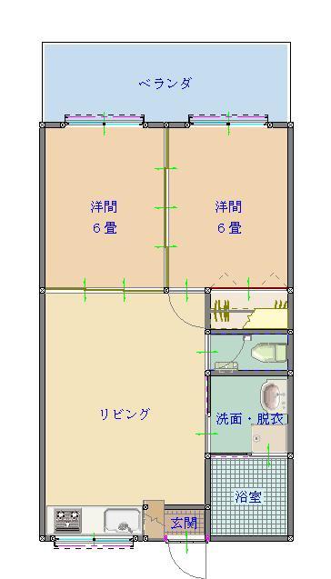 トーマス天願Ⅱ(2LDK/3階)の間取り写真