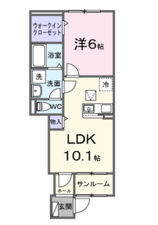 バリーフィールド A(1LDK/1階)の間取り写真