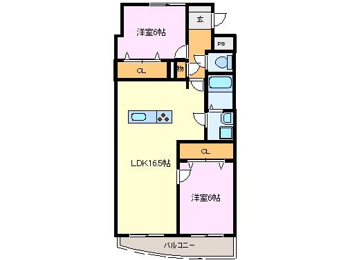 近鉄名古屋線 白子駅 徒歩19分 5階建 築16年(2LDK/5階)の間取り写真