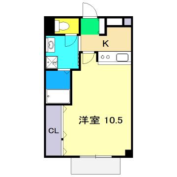 フォブールわげん(1K/1階)の間取り写真