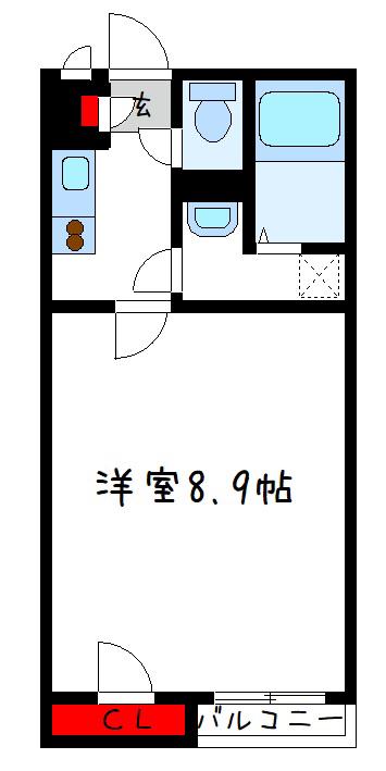 クレイノグロッケンバルト(1K/1階)の間取り写真