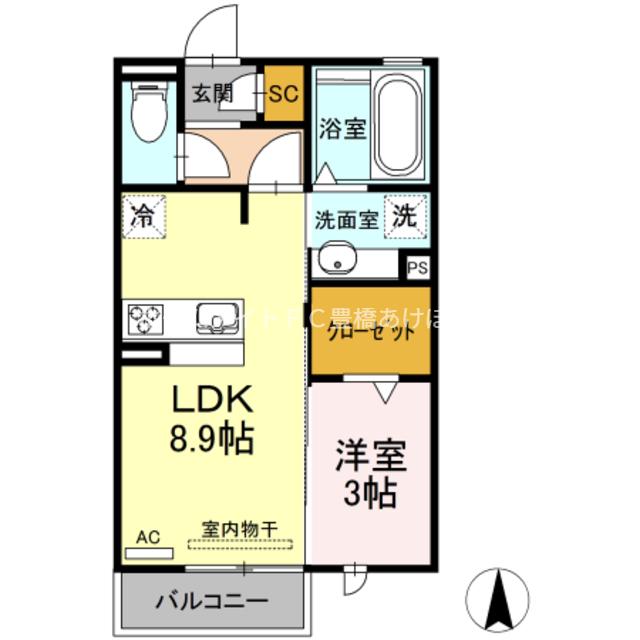 セジュール潮崎(1LDK/1階)の間取り写真
