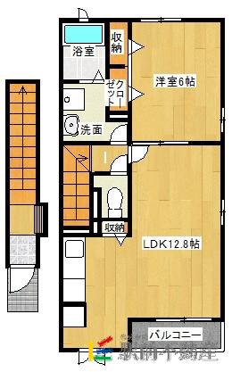 エスペランサ木原A(1LDK/2階)の間取り写真