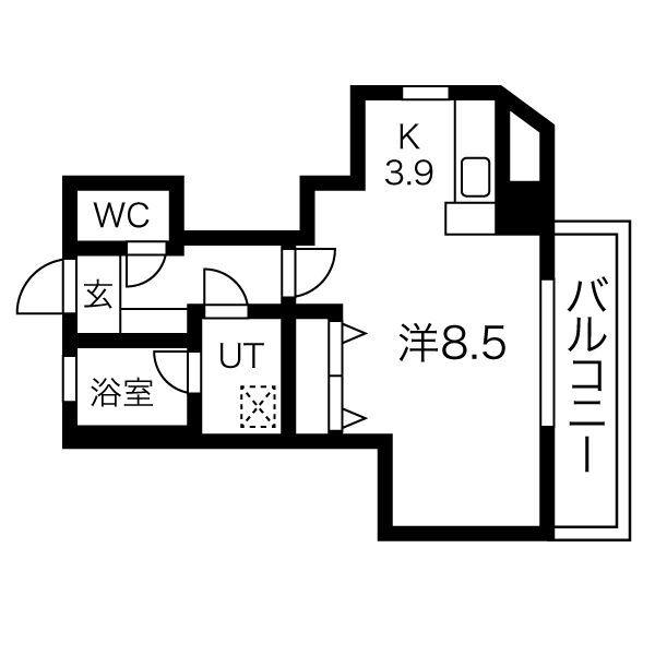 シャトレ(ワンルーム/5階)の間取り写真