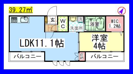 AF クレール中町(1LDK/3階)の間取り写真