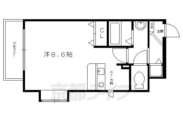 プレサンス京大東(1K/4階)の間取り写真